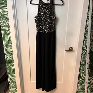 Monique Lhuillier Elegant Black Beaded Sleeveless Bodice Dress Size 8